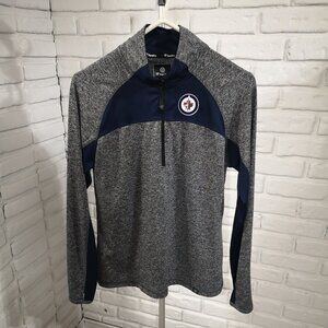 Fanatics Ladies Size Medium Navy & Grey Winnipeg Jets 1/4 Zip Lightweight Polo